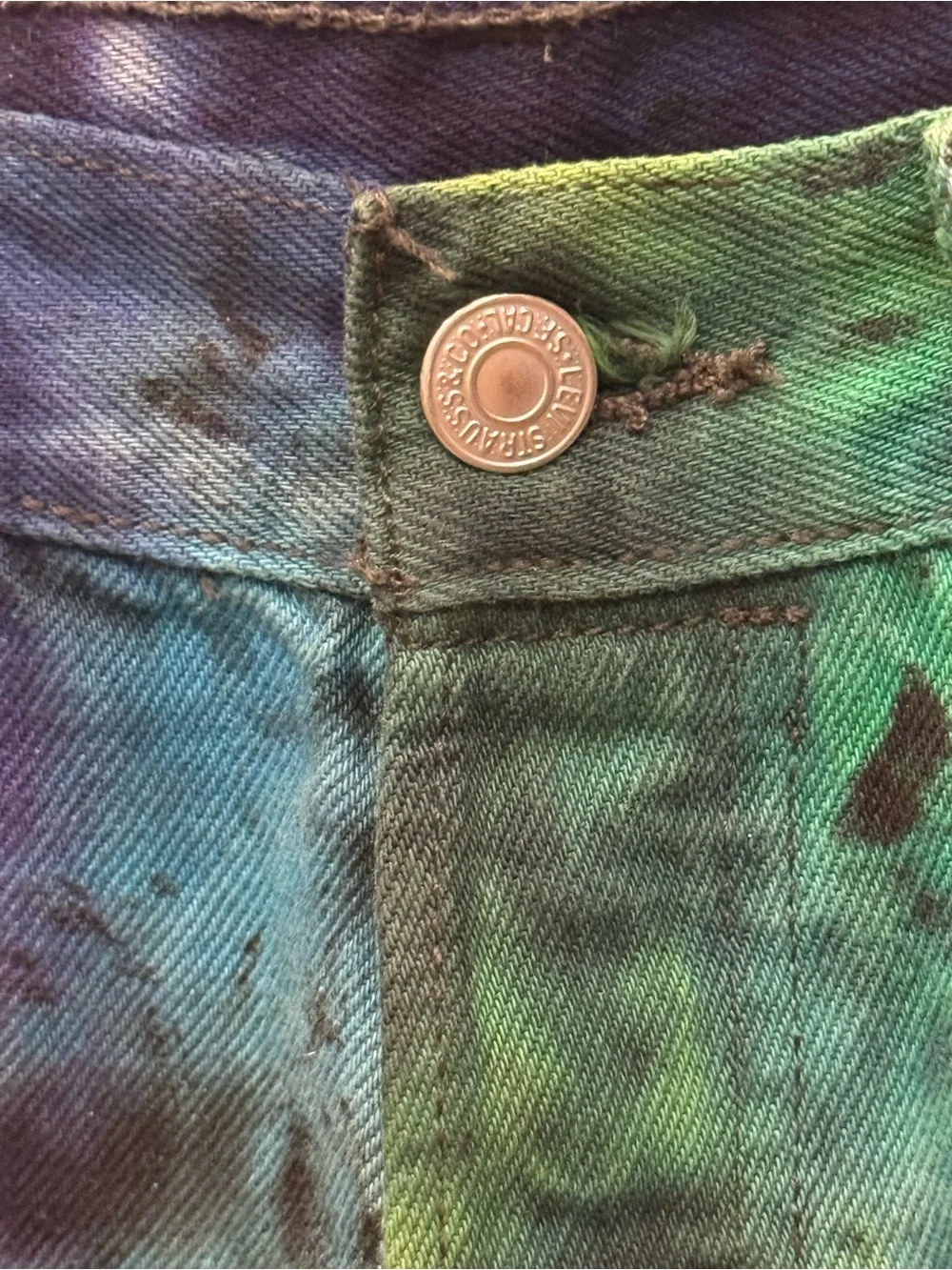 Vintage Levi's 501 button-flies Handcrafted Tie Dye Jeans Made in USA